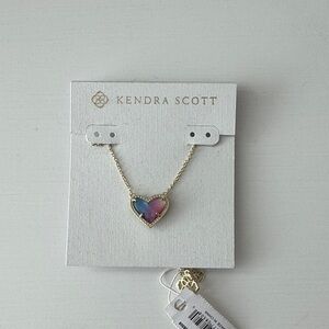 Kendra Scott Gold Necklace with Blue and Pink Heart